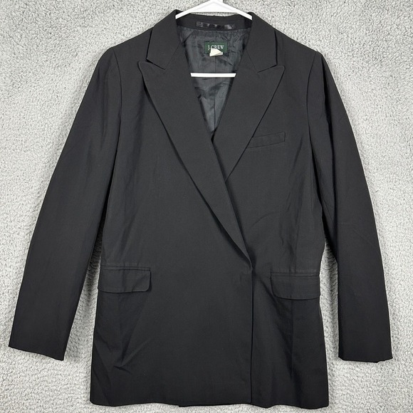 J. Crew Jackets & Blazers - J Crew Wool Blend Jacket Coat Blazer Womens 4 Black Falp Pocket Office Career